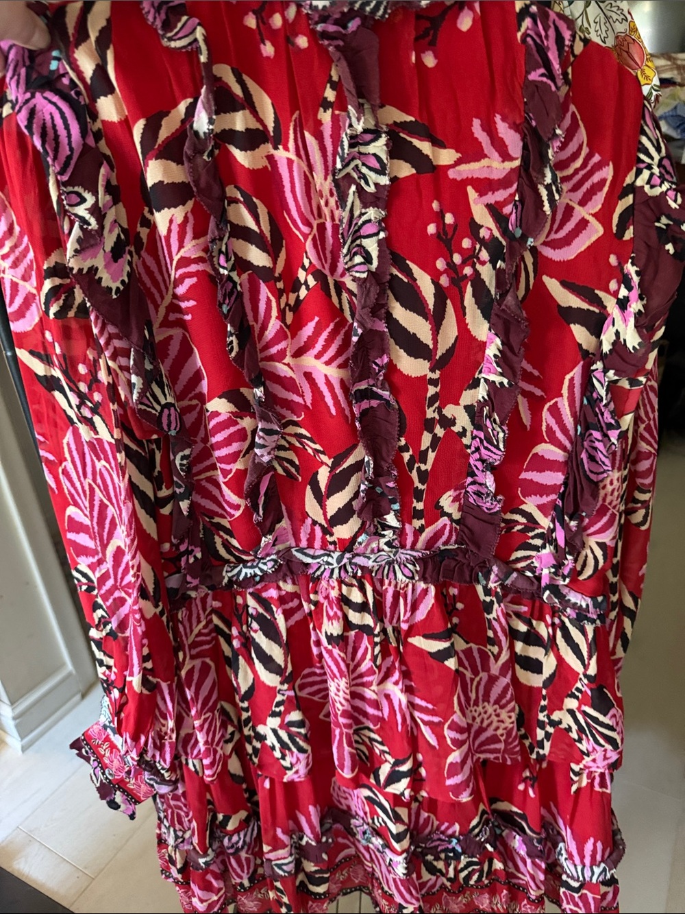 FARM Rio Mixed Floral Ruffled Mini Dress XS - Picture 7 of 10